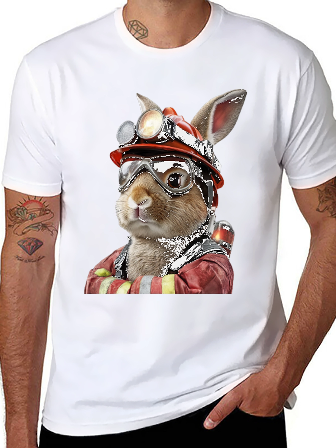 Firefighter Rabbit T-Shirt Unique Graphic Tee