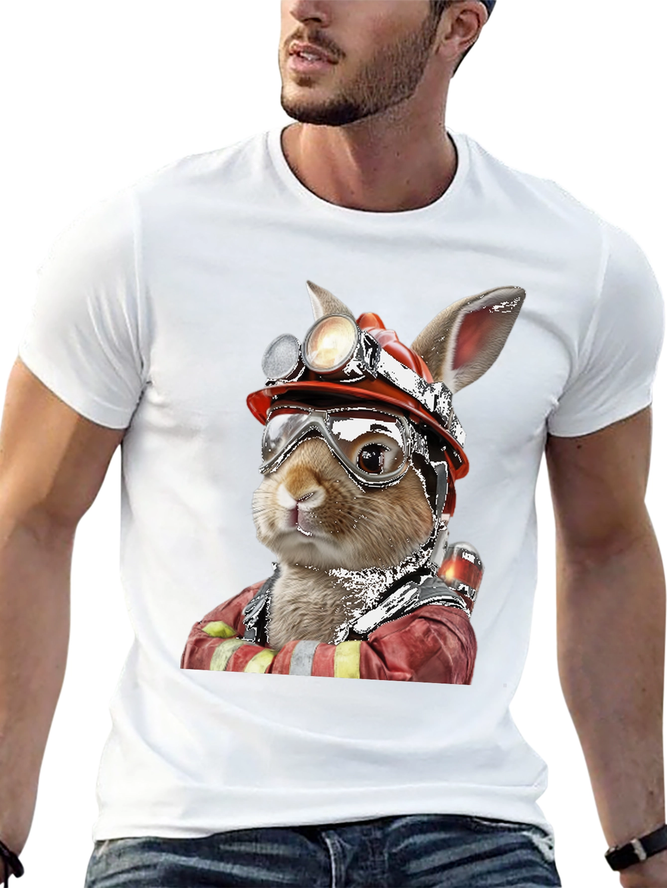 Firefighter Rabbit T-Shirt Unique Graphic Tee
