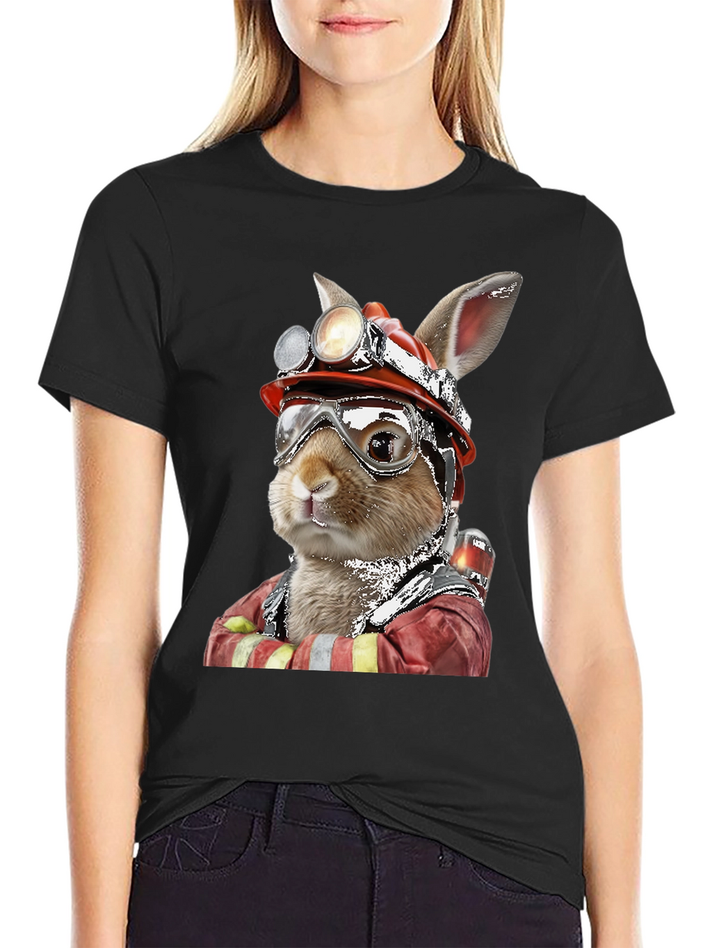 Firefighter Rabbit T-Shirt Unique Graphic Tee