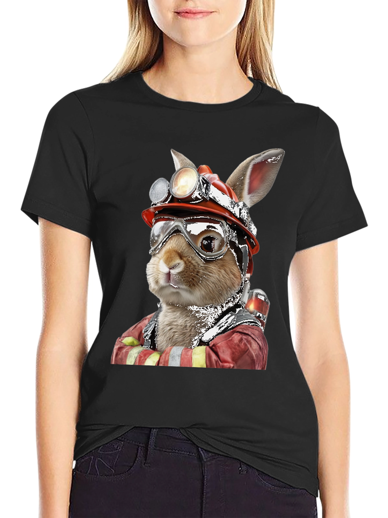 Firefighter Rabbit T-Shirt Unique Graphic Tee