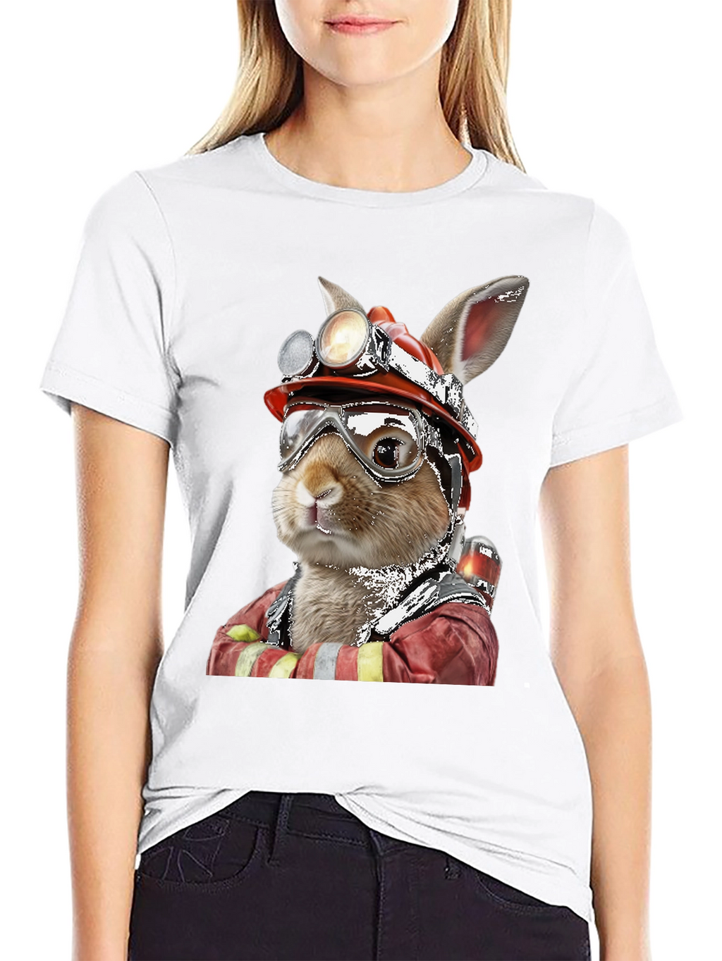 Firefighter Rabbit T-Shirt Unique Graphic Tee