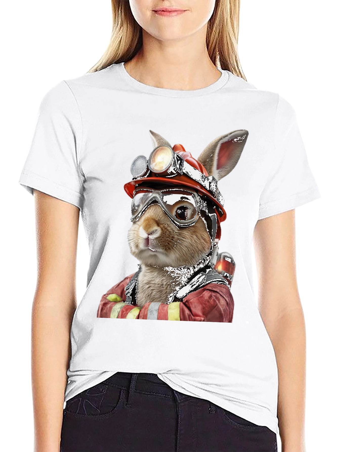 Firefighter Rabbit T-Shirt Unique Graphic Tee