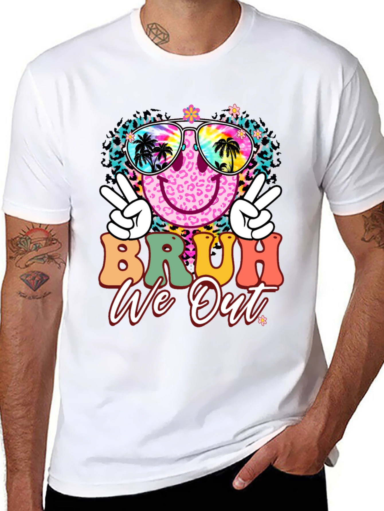 Bruh We Out Graphic Tee - Tropical Vibes T-Shirt