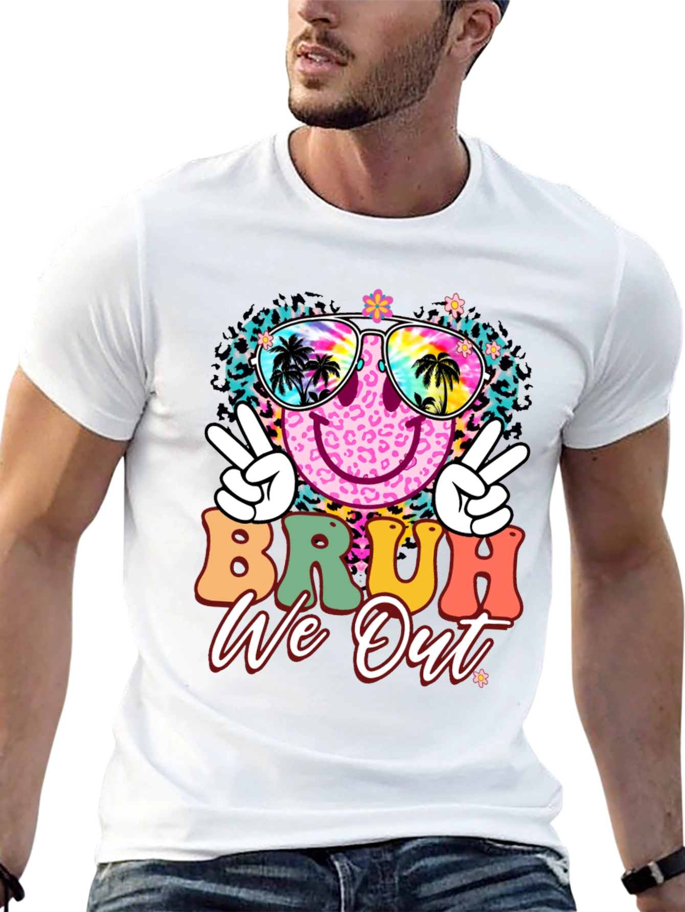 Bruh We Out Graphic Tee - Tropical Vibes T-Shirt