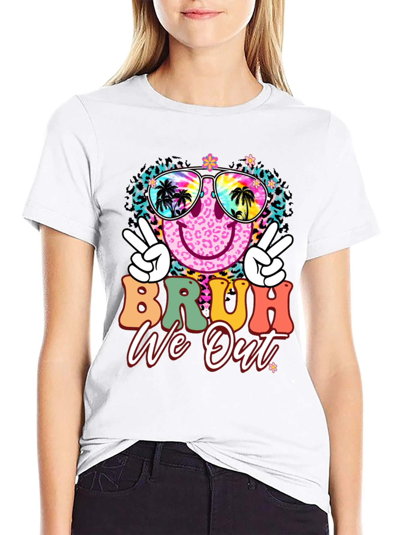 Bruh We Out Graphic Tee - Tropical Vibes T-Shirt