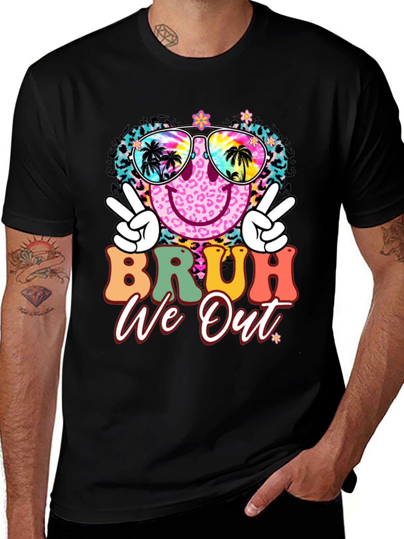 Bruh We Out Graphic Tee - Tropical Vibes T-Shirt