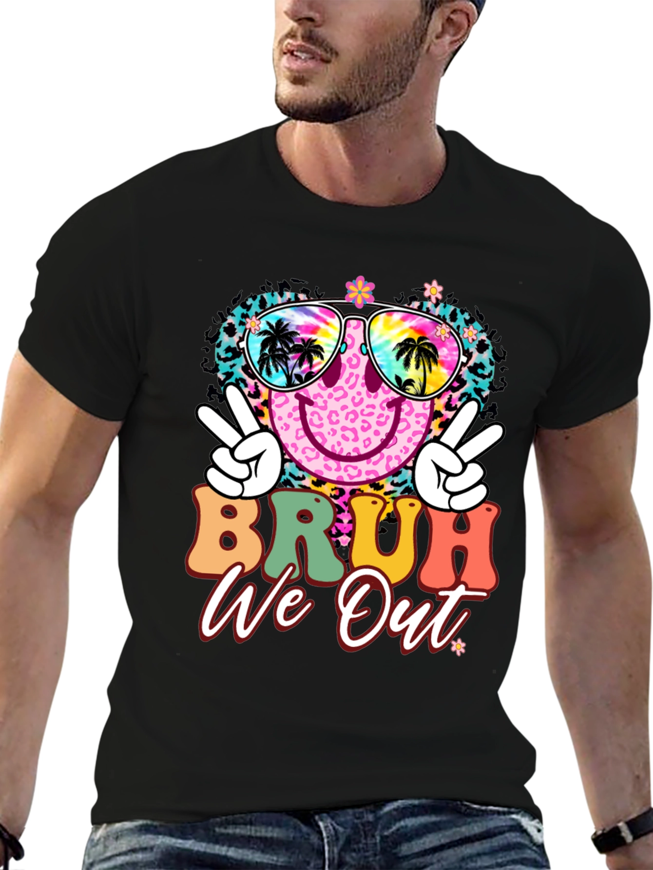Bruh We Out Graphic Tee - Tropical Vibes T-Shirt