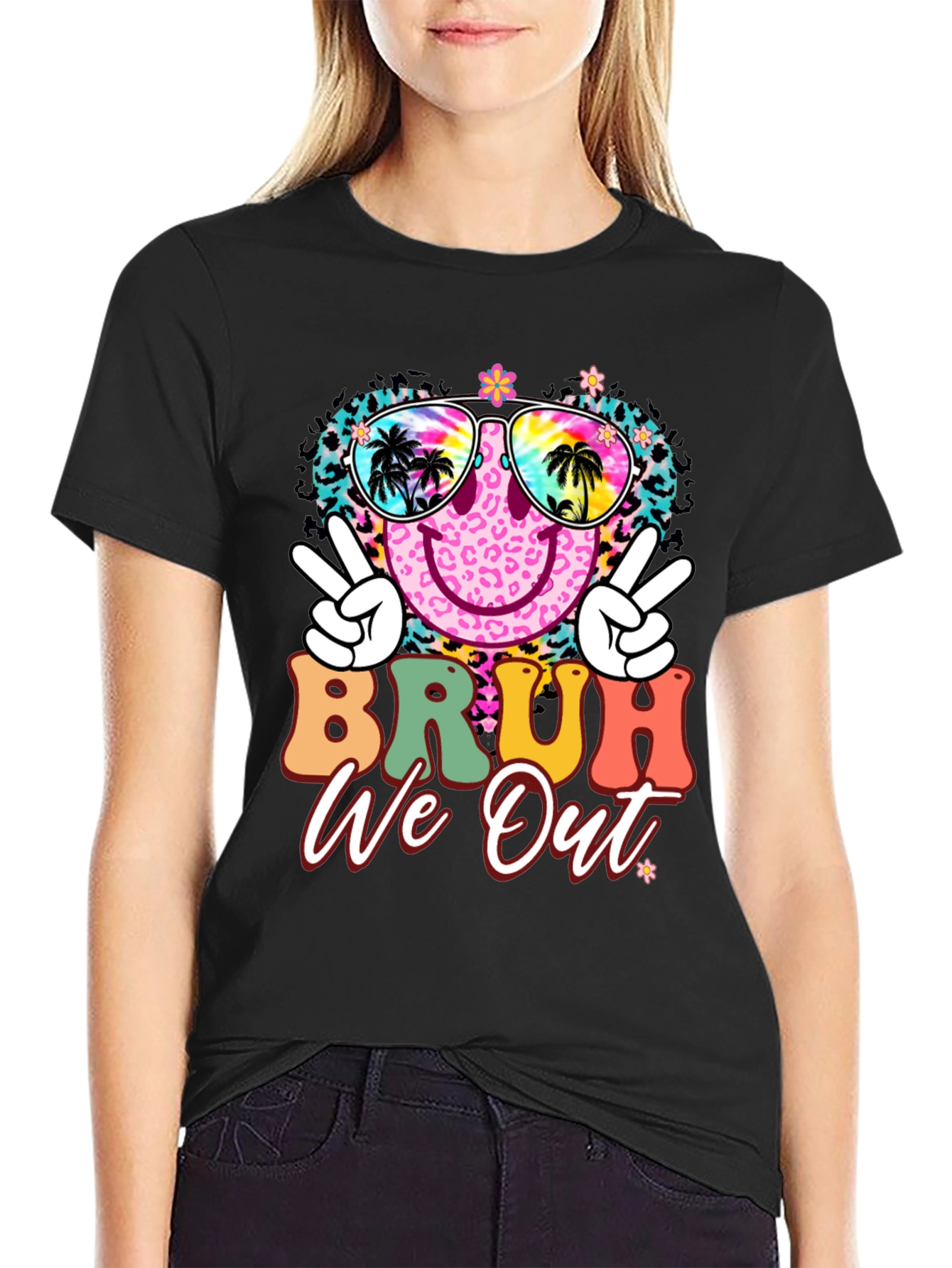 Bruh We Out Graphic Tee - Tropical Vibes T-Shirt