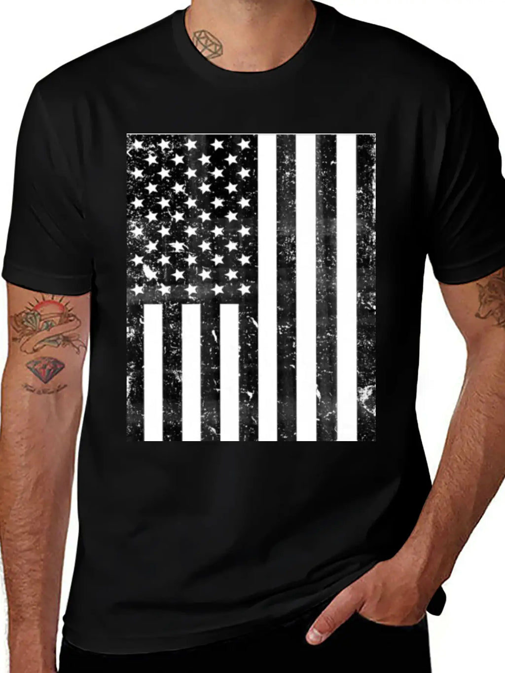 Black And White American Flag Casual Graphic T-Shirt – Simple And Comfortable Daily Wear
