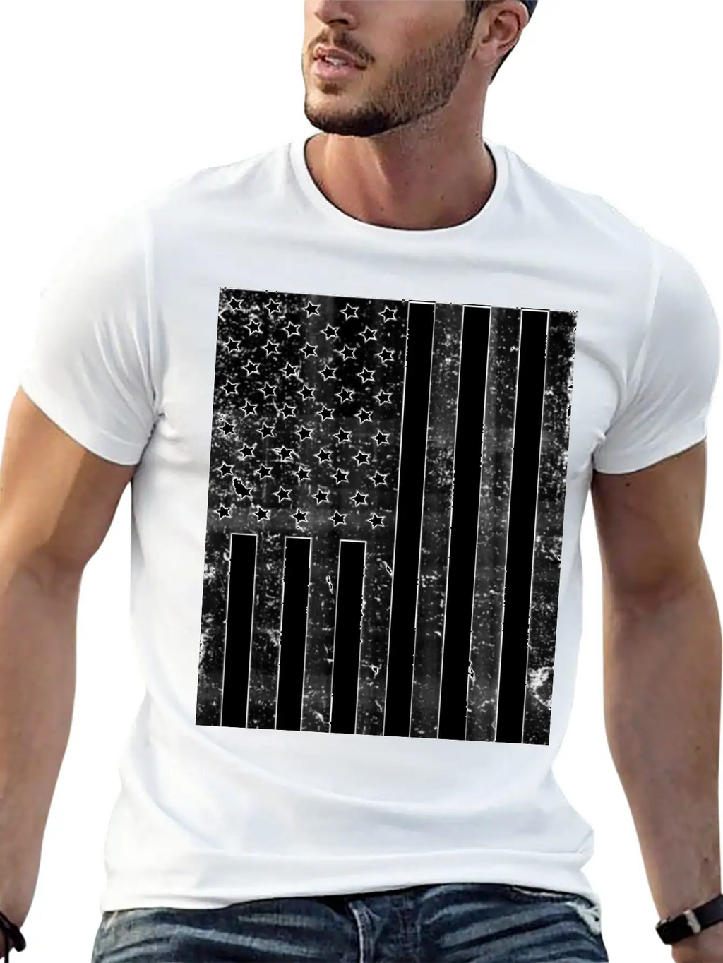 Black And White American Flag Casual Graphic T-Shirt – Simple And Comfortable Daily Wear