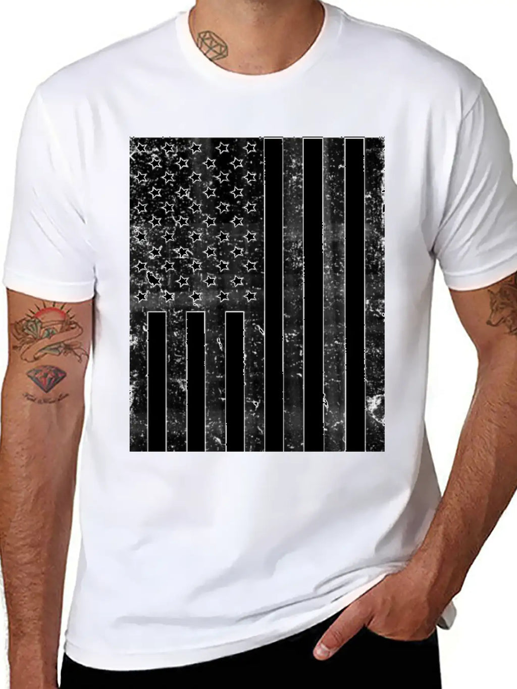 Black And White American Flag Casual Graphic T-Shirt – Simple And Comfortable Daily Wear