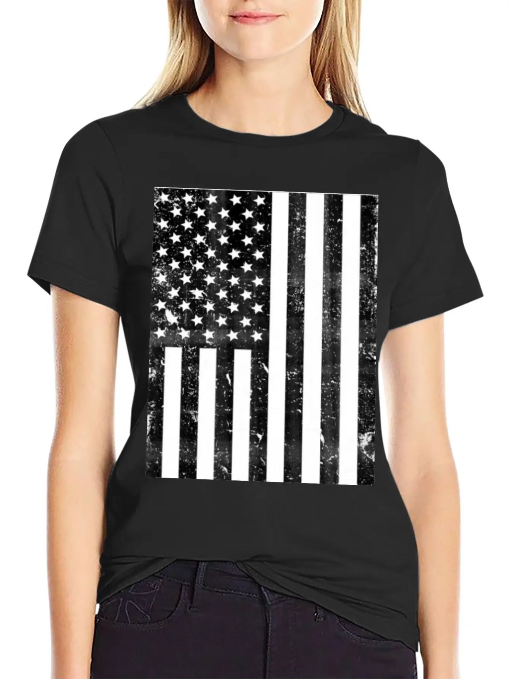 Black And White American Flag Casual Graphic T-Shirt – Simple And Comfortable Daily Wear