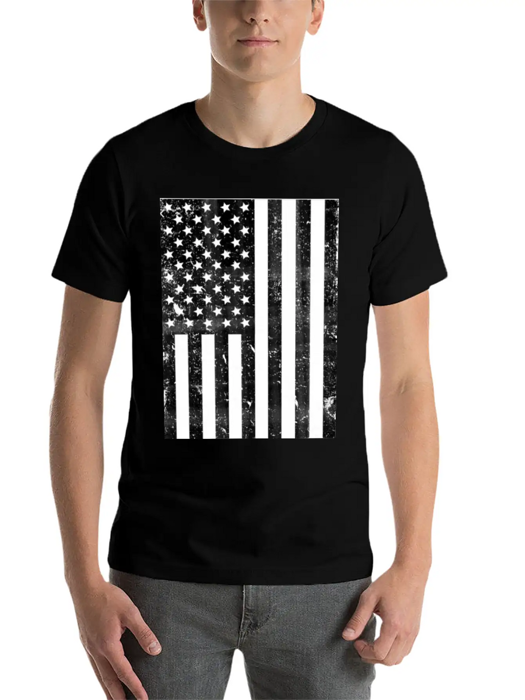 Black And White American Flag Casual Graphic T-Shirt – Simple And Comfortable Daily Wear