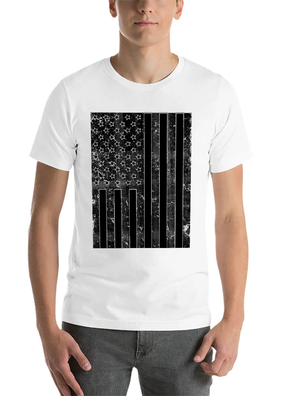Black And White American Flag Casual Graphic T-Shirt – Simple And Comfortable Daily Wear
