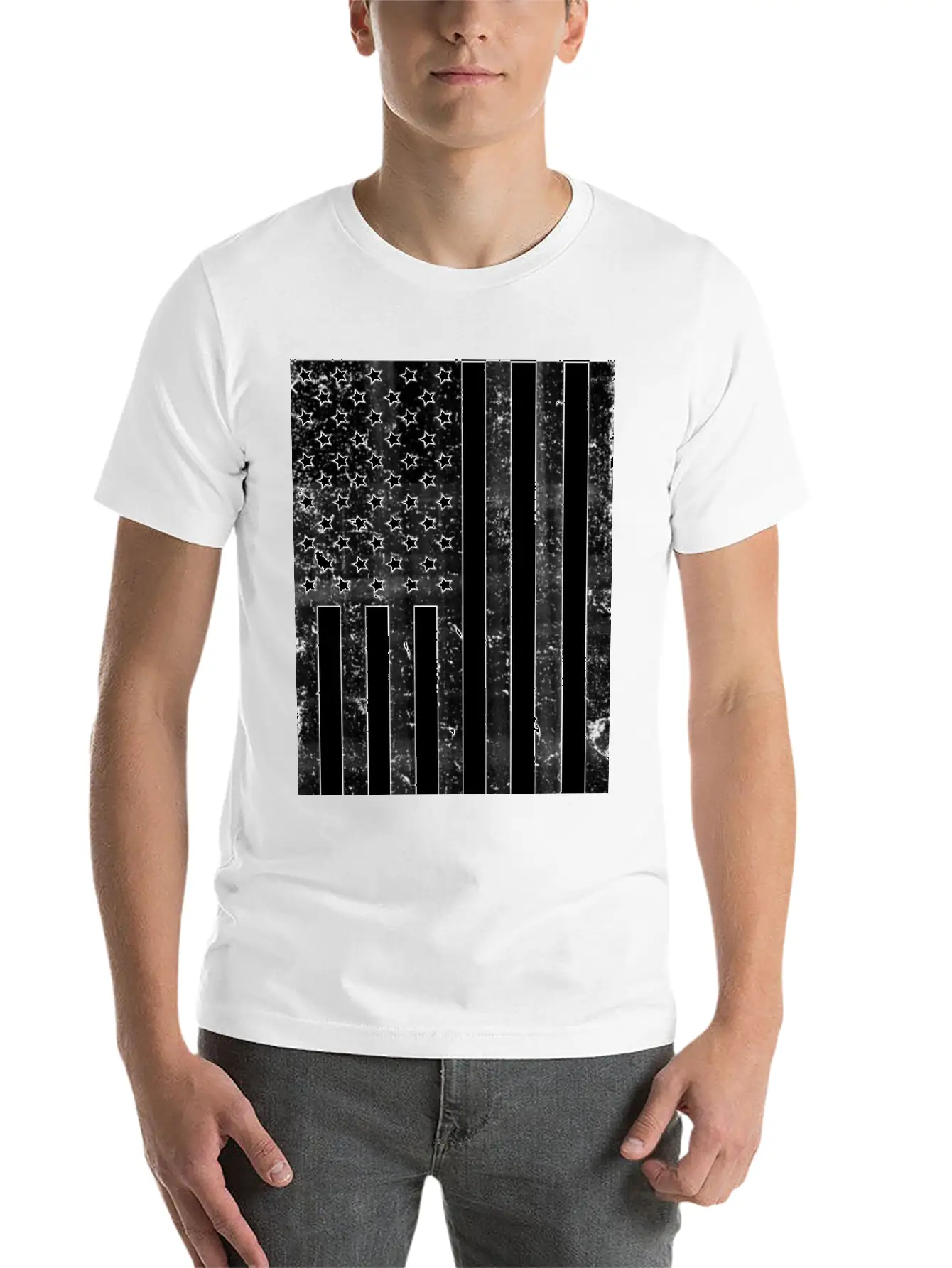 Black And White American Flag Casual Graphic T-Shirt – Simple And Comfortable Daily Wear
