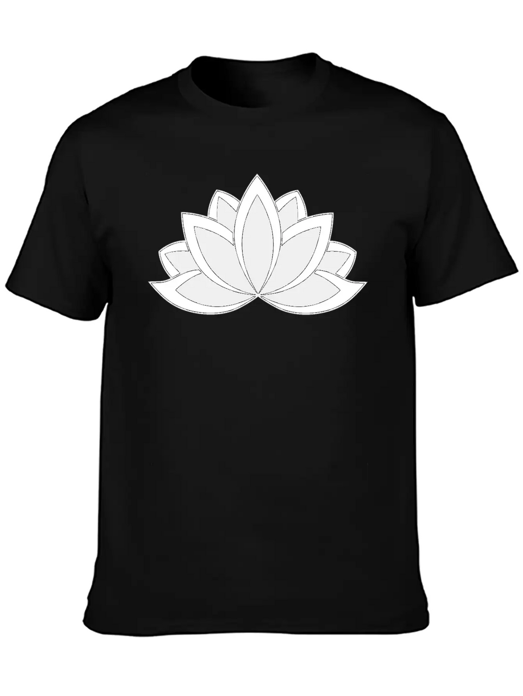 Black And White Buddhist Symbol Lotus Flower Breathable Soft Cotton T-Shirt – Timeless Casual Look