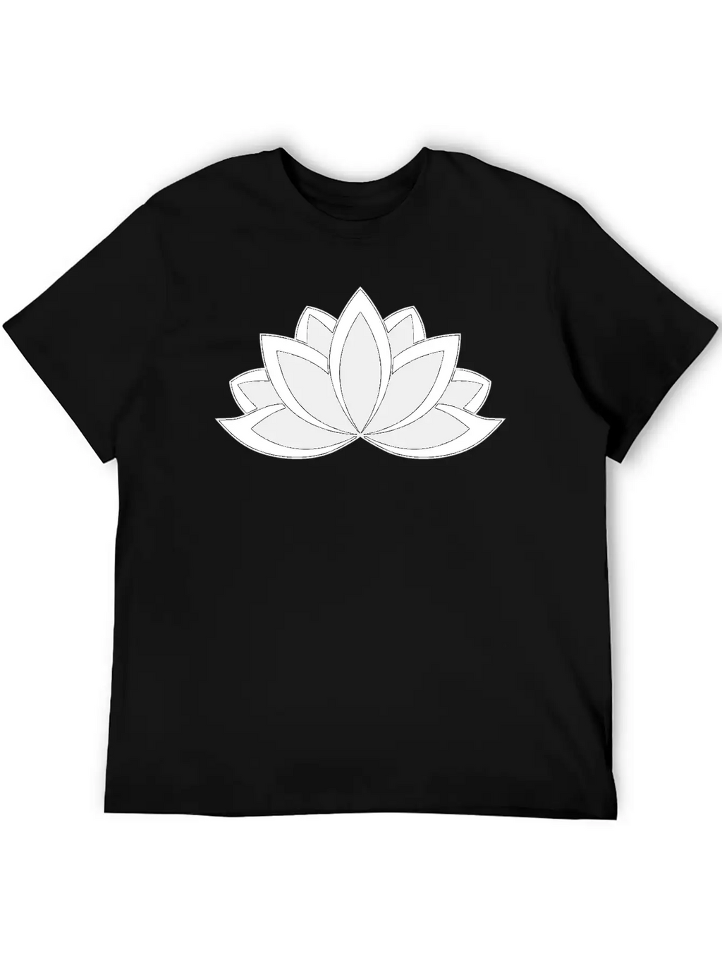 Black And White Buddhist Symbol Lotus Flower Breathable Soft Cotton T-Shirt – Timeless Casual Look