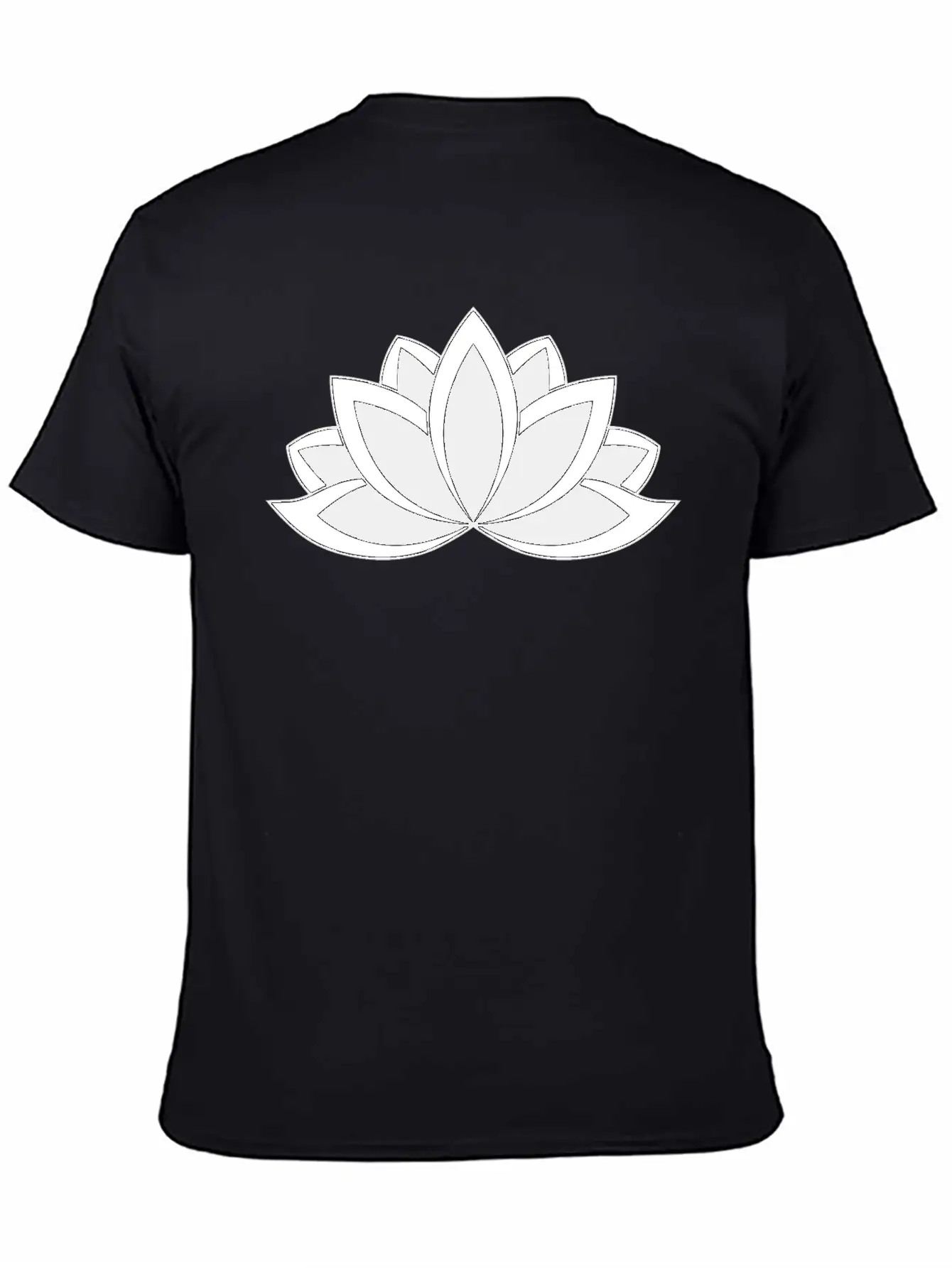 Black And White Buddhist Symbol Lotus Flower Breathable Soft Cotton T-Shirt – Timeless Casual Look