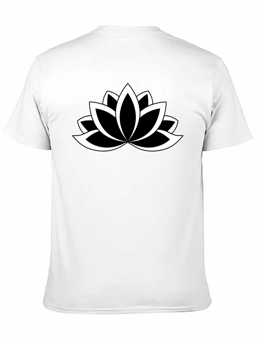 Black And White Buddhist Symbol Lotus Flower Breathable Soft Cotton T-Shirt – Timeless Casual Look