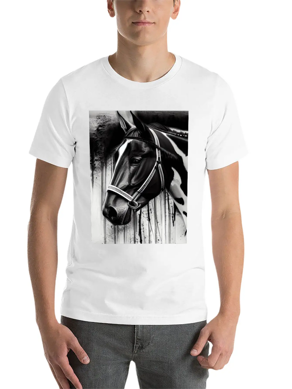 Black And White Horse Breathable Soft Cotton T-Shirt – Timeless Casual Look