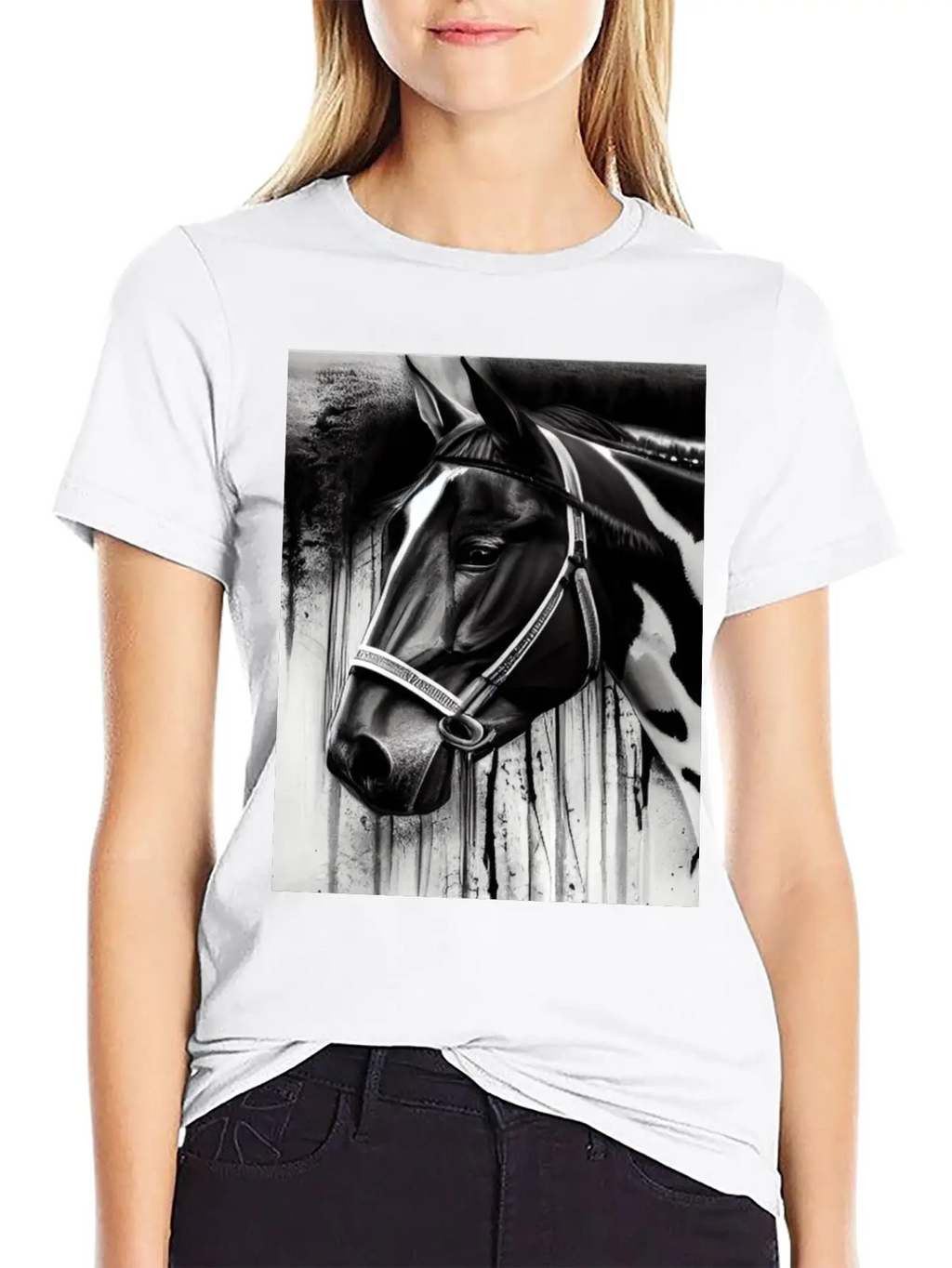 Black And White Horse Breathable Soft Cotton T-Shirt – Timeless Casual Look