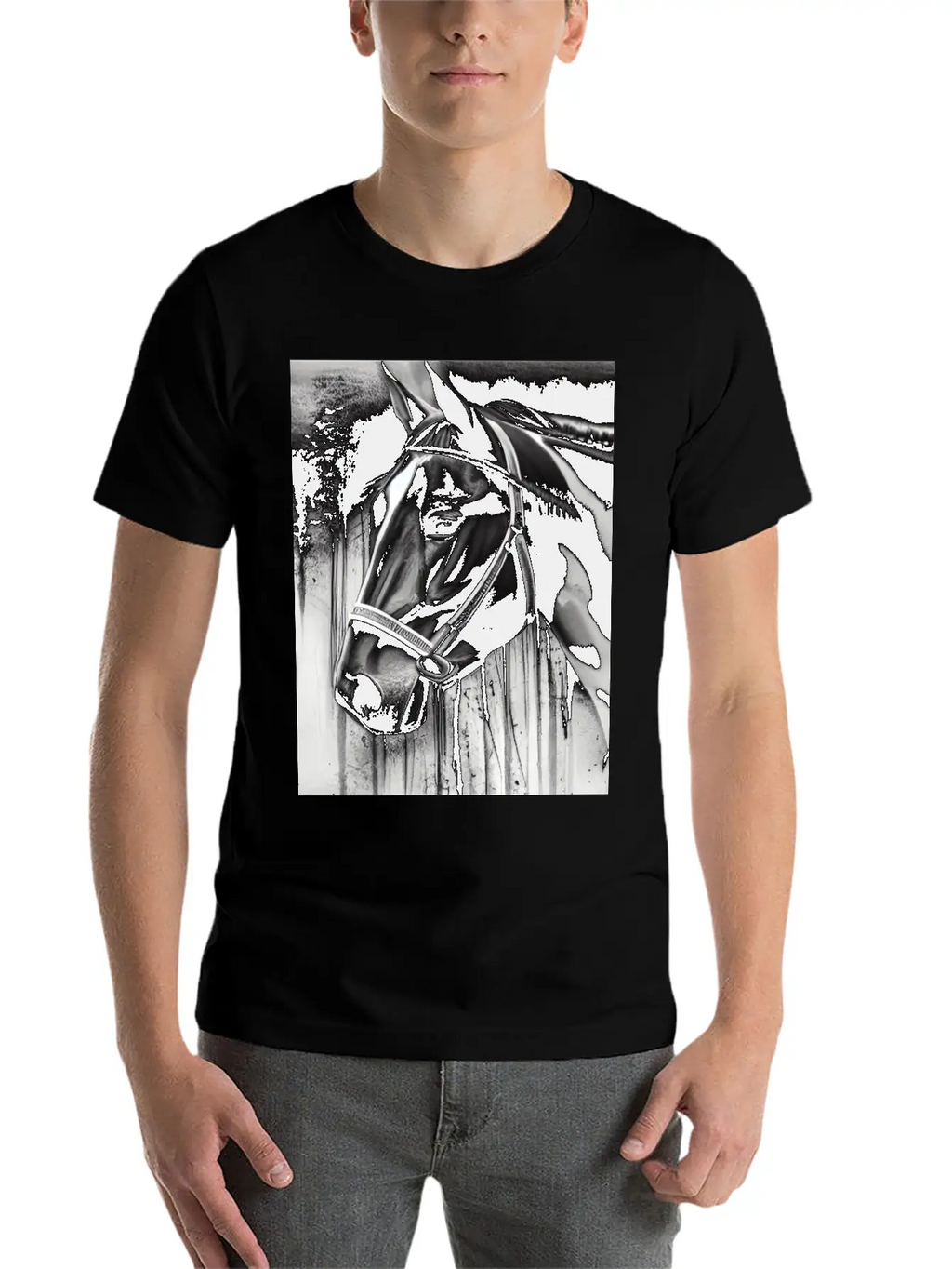 Black And White Horse Breathable Soft Cotton T-Shirt – Timeless Casual Look