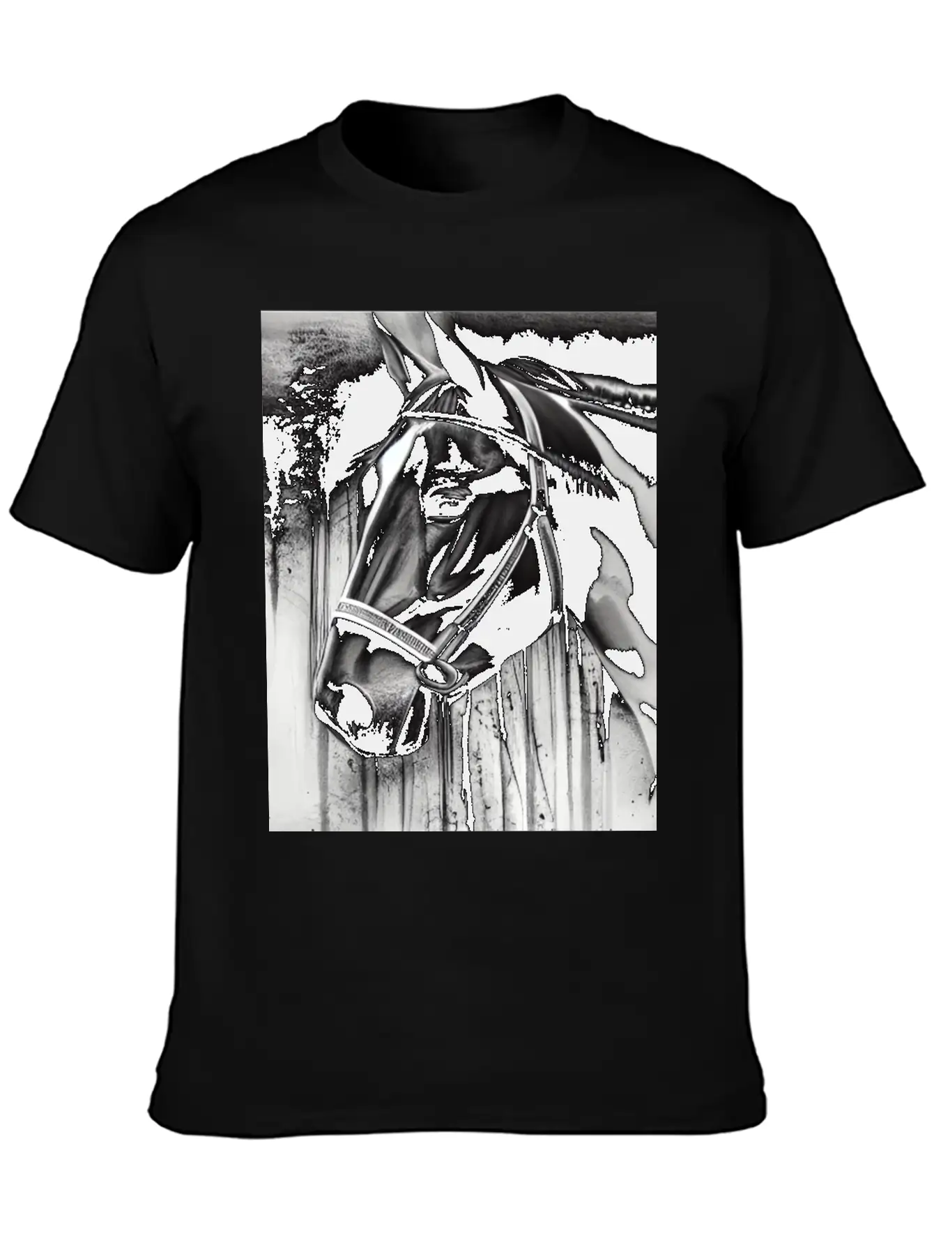 Black And White Horse Breathable Soft Cotton T-Shirt – Timeless Casual Look