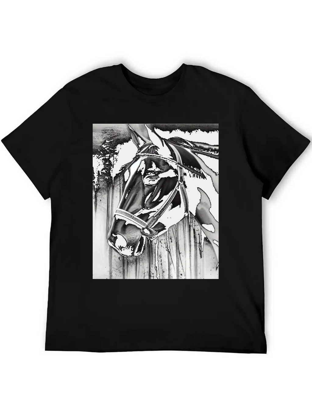 Black And White Horse Breathable Soft Cotton T-Shirt – Timeless Casual Look