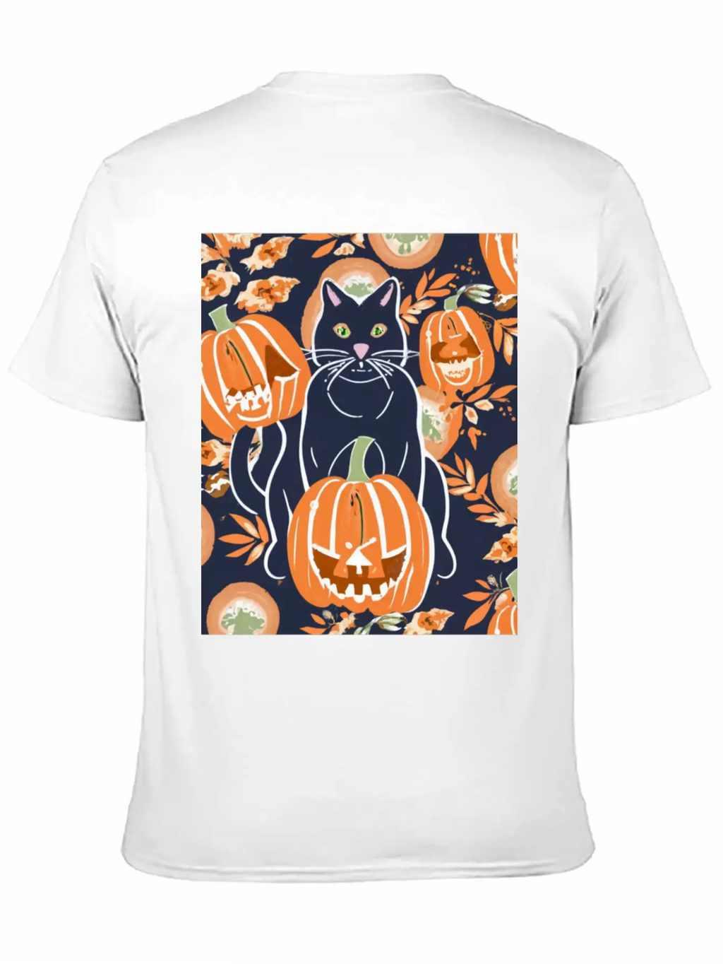 Black Cat And Pumpkins Stylish Everyday T-Shirt – Unisex Basic Cotton Tee