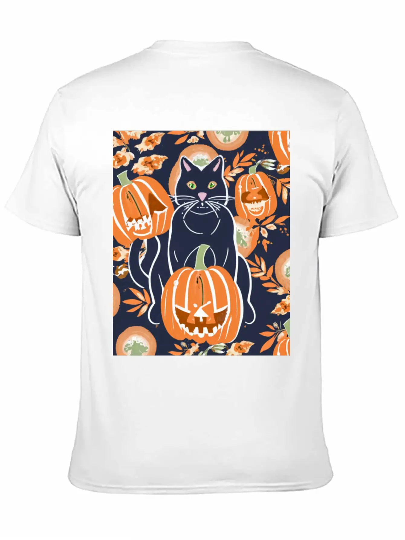 Black Cat And Pumpkins Stylish Everyday T-Shirt – Unisex Basic Cotton Tee