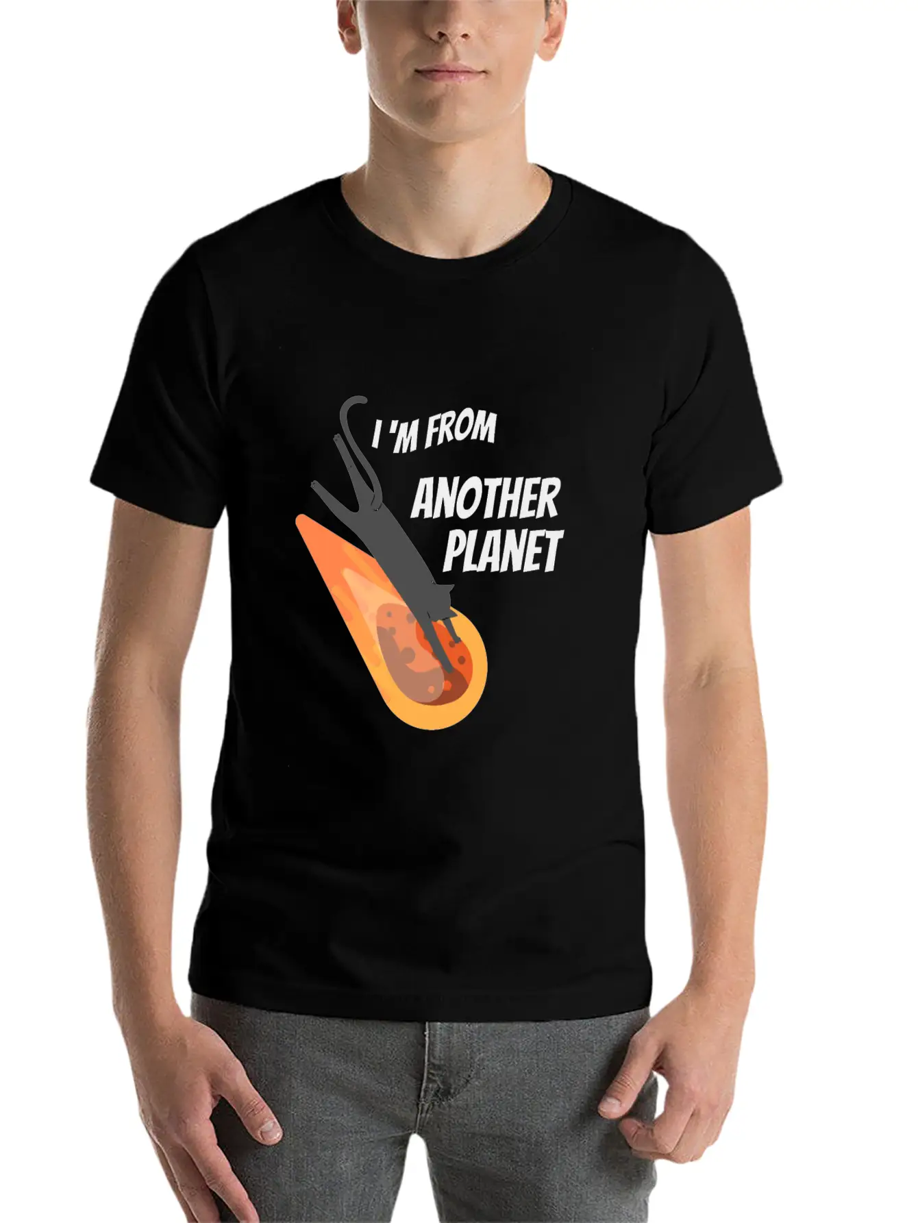 Black Cat From Another Planet Unisex Casual T-Shirt – Clean Design For Daily Comfort