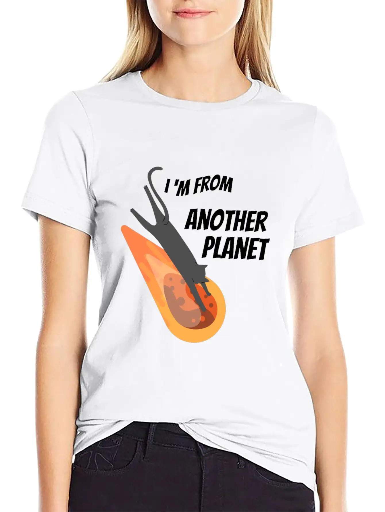 Black Cat From Another Planet Unisex Casual T-Shirt – Clean Design For Daily Comfort