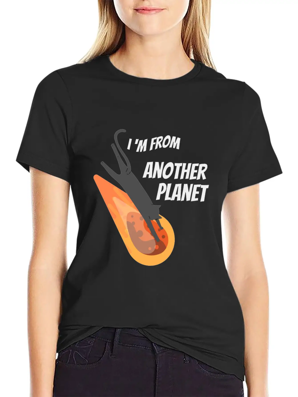 Black Cat From Another Planet Unisex Casual T-Shirt – Clean Design For Daily Comfort