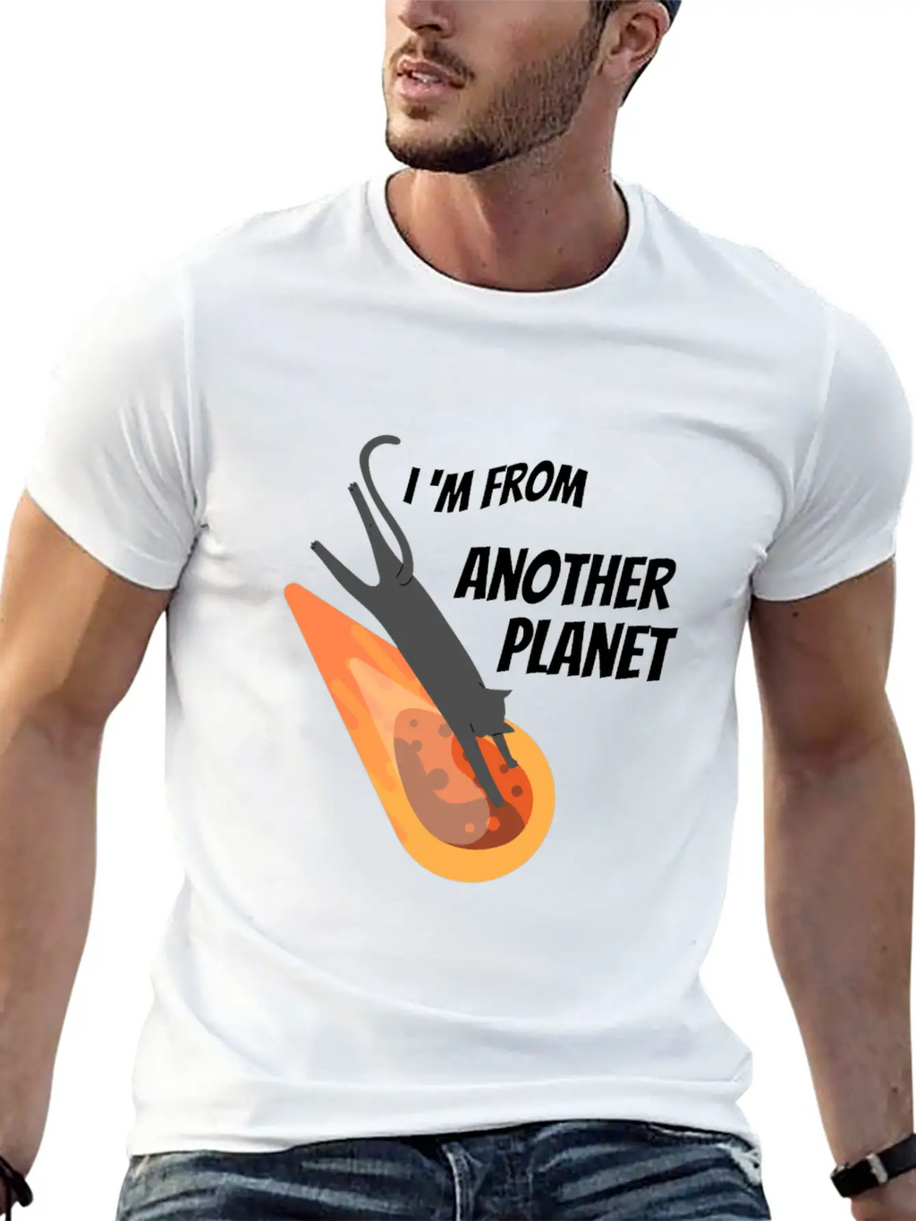 Black Cat From Another Planet Unisex Casual T-Shirt – Clean Design For Daily Comfort