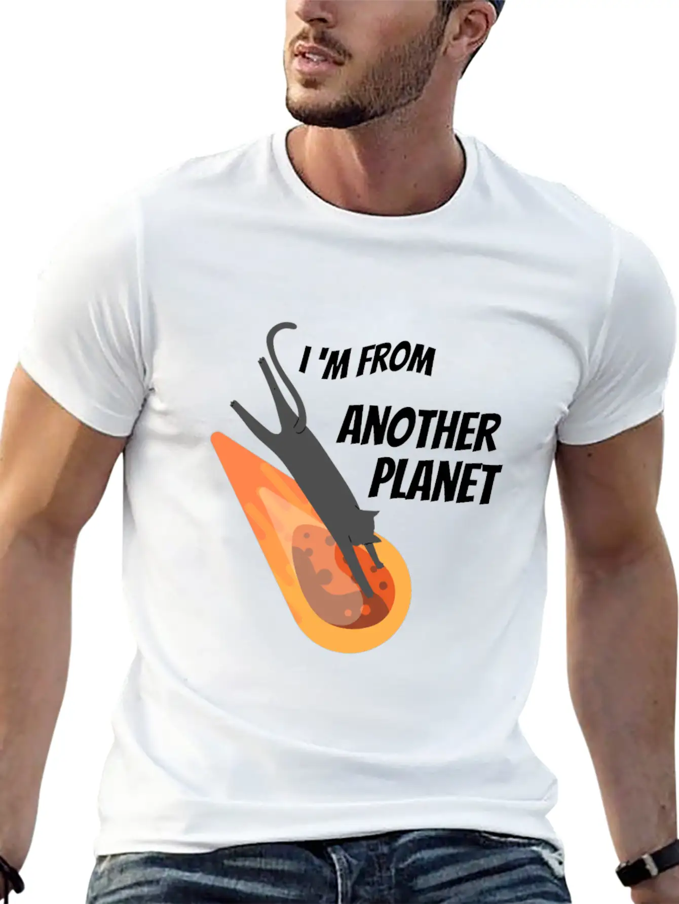 Black Cat From Another Planet Unisex Casual T-Shirt – Clean Design For Daily Comfort