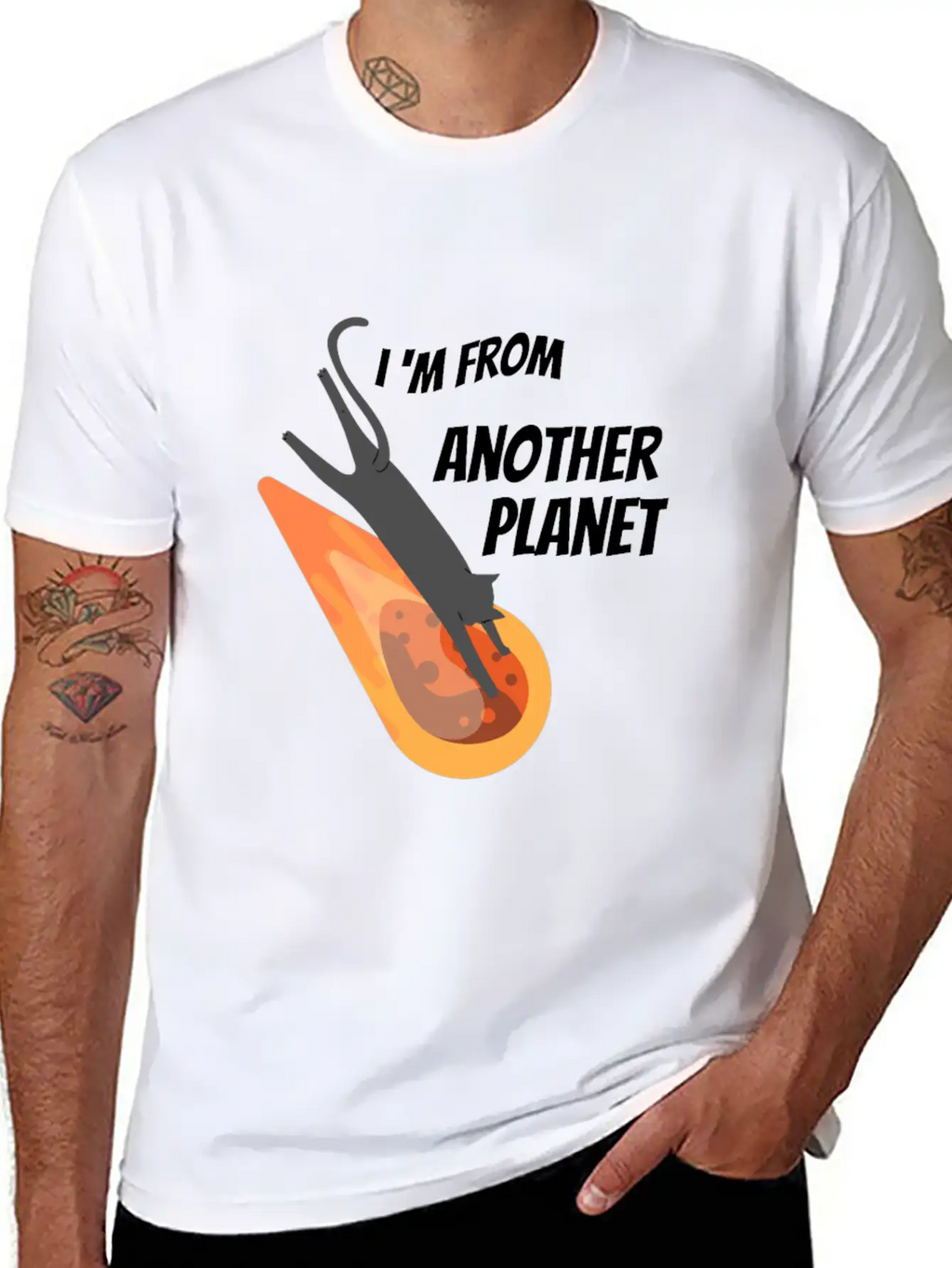 Black Cat From Another Planet Unisex Casual T-Shirt – Clean Design For Daily Comfort