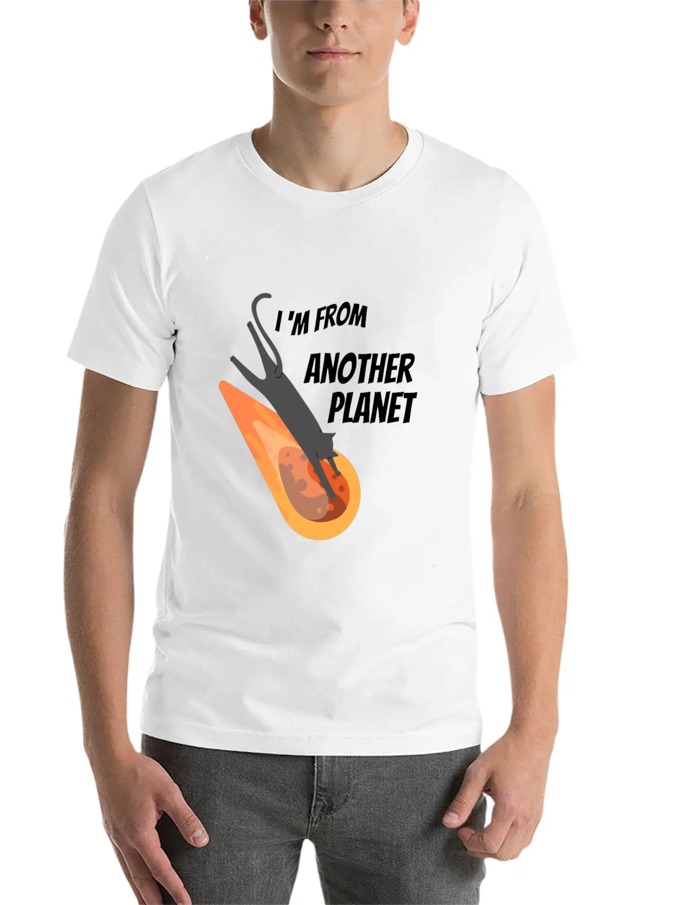 Black Cat From Another Planet Unisex Casual T-Shirt – Clean Design For Daily Comfort
