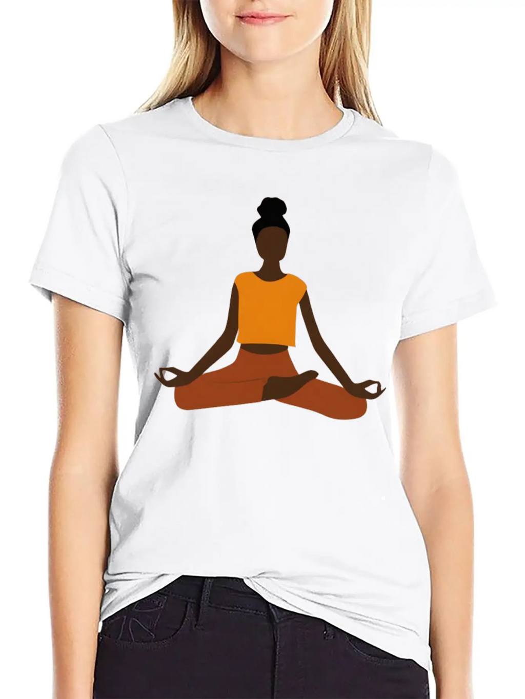 Black Female Yoga Practitioner Yogini Woman Asana Unisex Casual T-Shirt – Clean Design For Daily Comfort