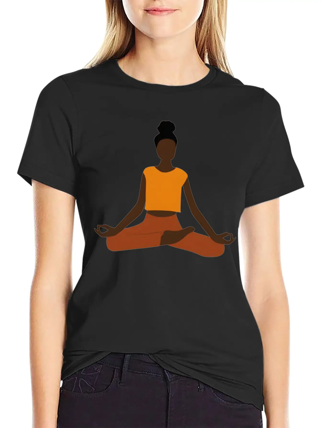 Black Female Yoga Practitioner Yogini Woman Asana Unisex Casual T-Shirt – Clean Design For Daily Comfort