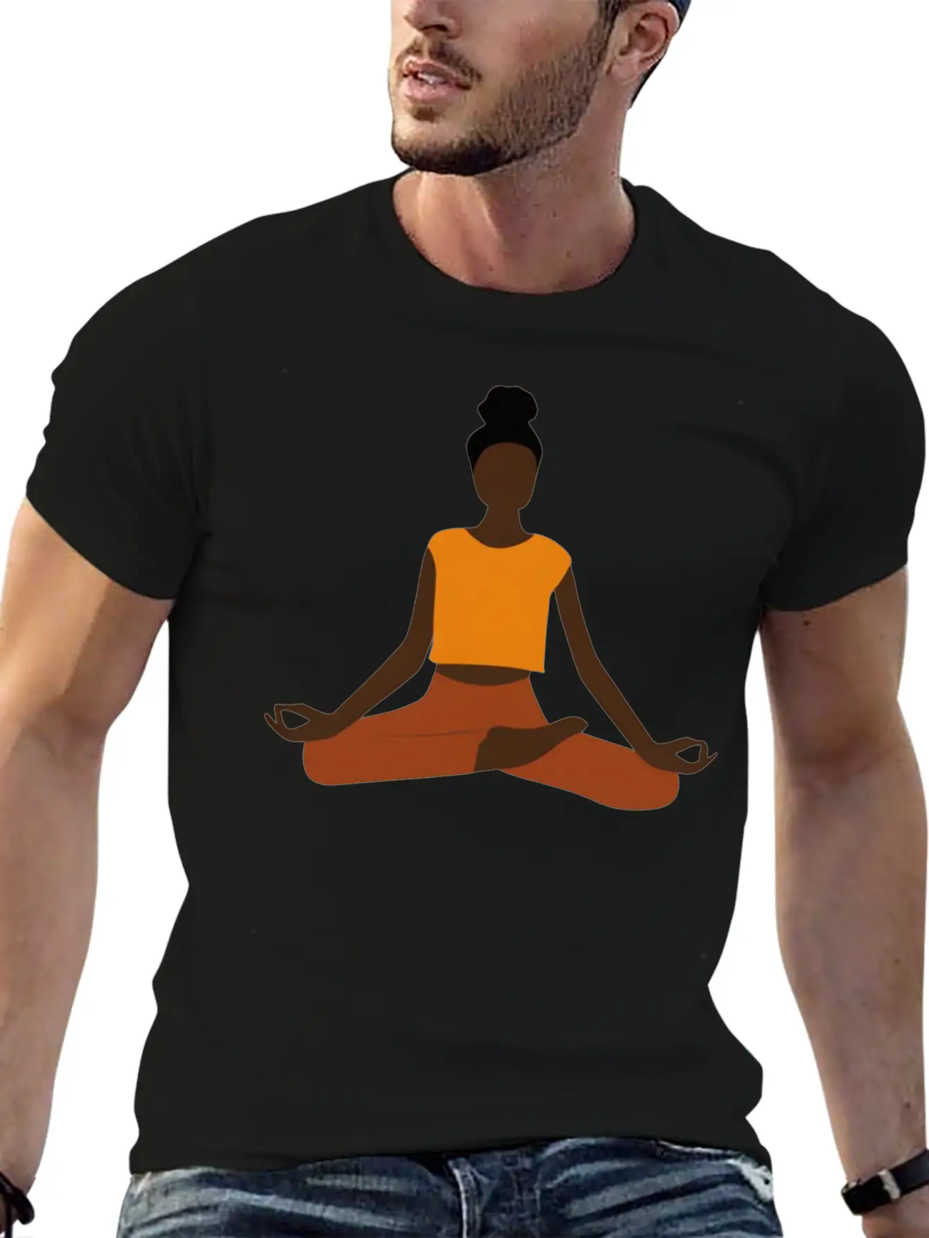 Black Female Yoga Practitioner Yogini Woman Asana Unisex Casual T-Shirt – Clean Design For Daily Comfort