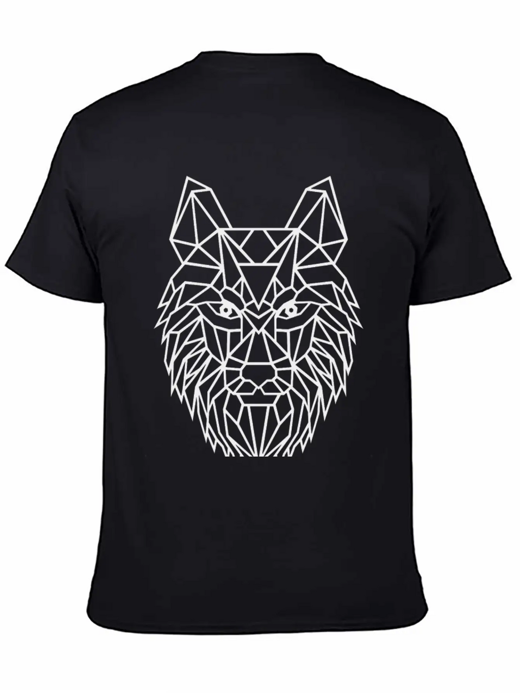 Black Geometric Wolf Unisex Short Sleeve Soft Cotton T-Shirt – Casual Everyday Wear