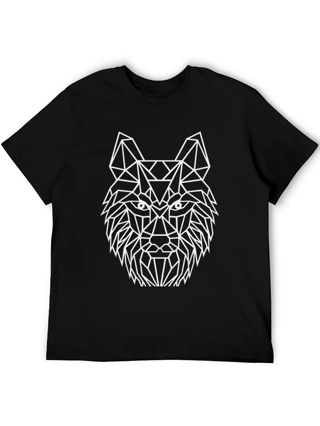 Black Geometric Wolf Unisex Short Sleeve Soft Cotton T-Shirt – Casual Everyday Wear