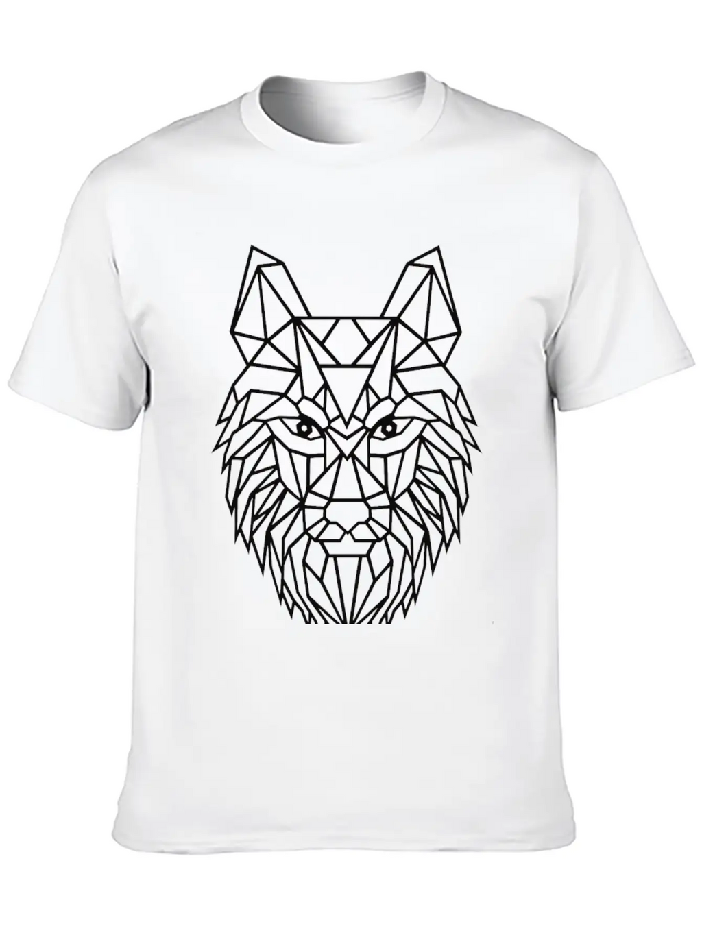 Black Geometric Wolf Unisex Short Sleeve Soft Cotton T-Shirt – Casual Everyday Wear
