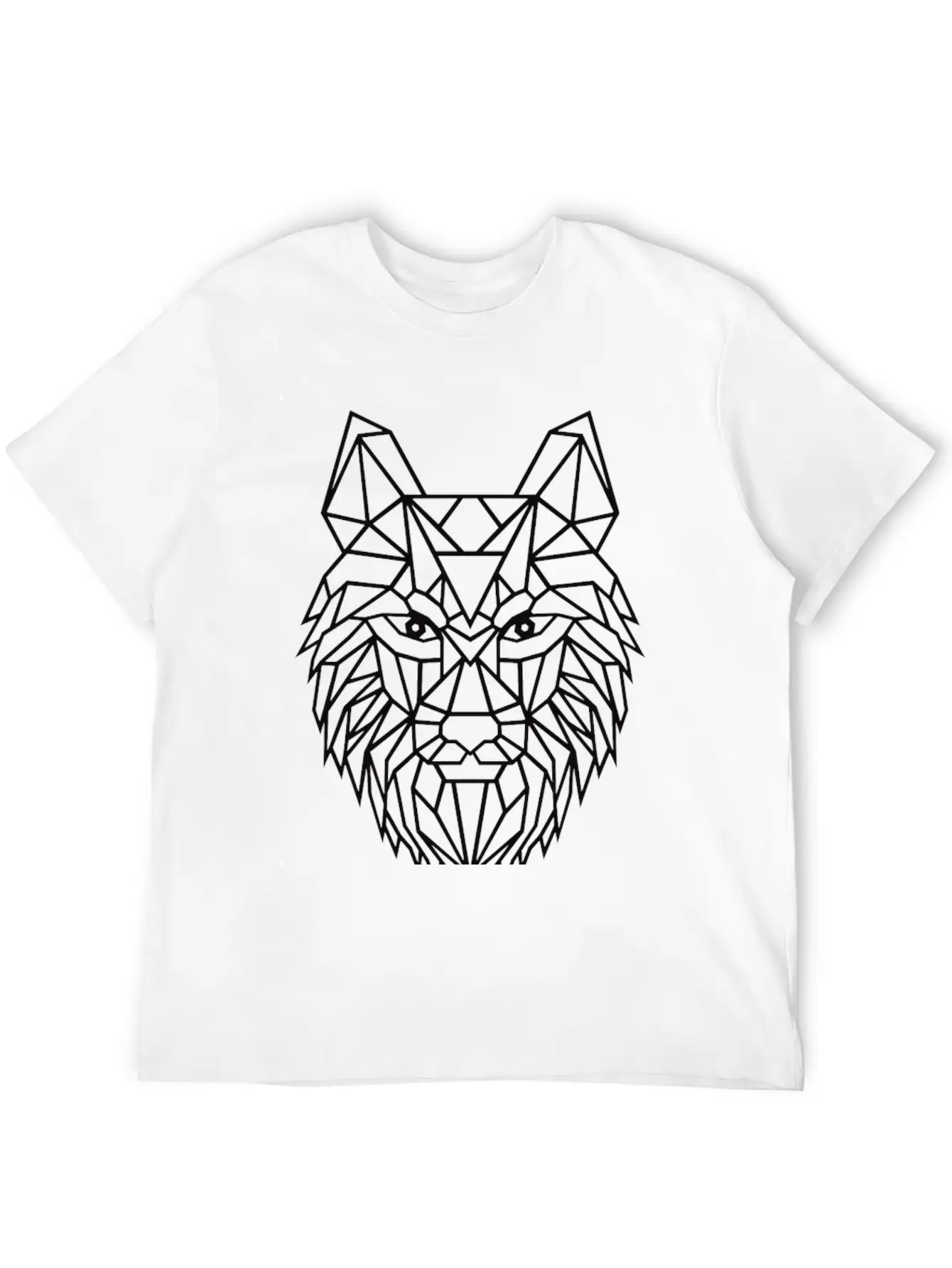 Black Geometric Wolf Unisex Short Sleeve Soft Cotton T-Shirt – Casual Everyday Wear