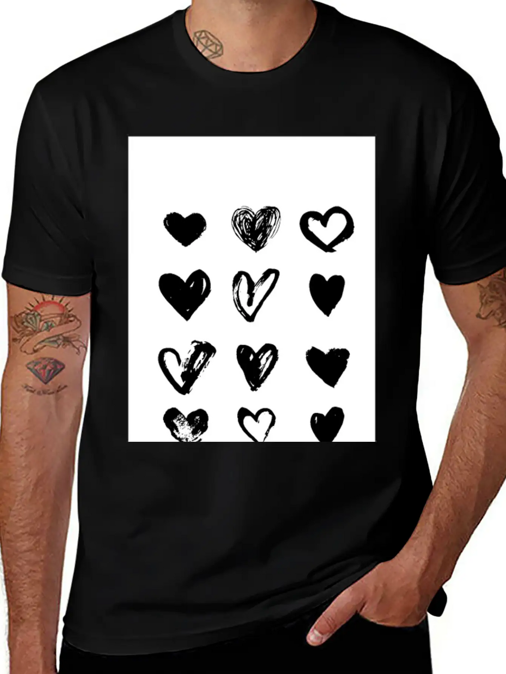 Black Hearts - Paint Breathable Soft Cotton T-Shirt – Timeless Casual Look