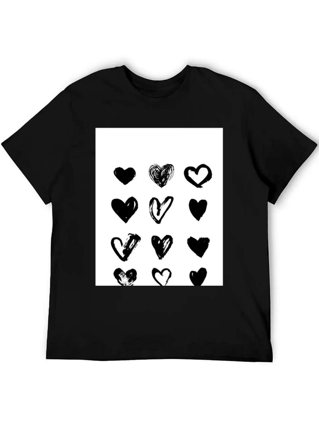 Black Hearts - Paint Breathable Soft Cotton T-Shirt – Timeless Casual Look