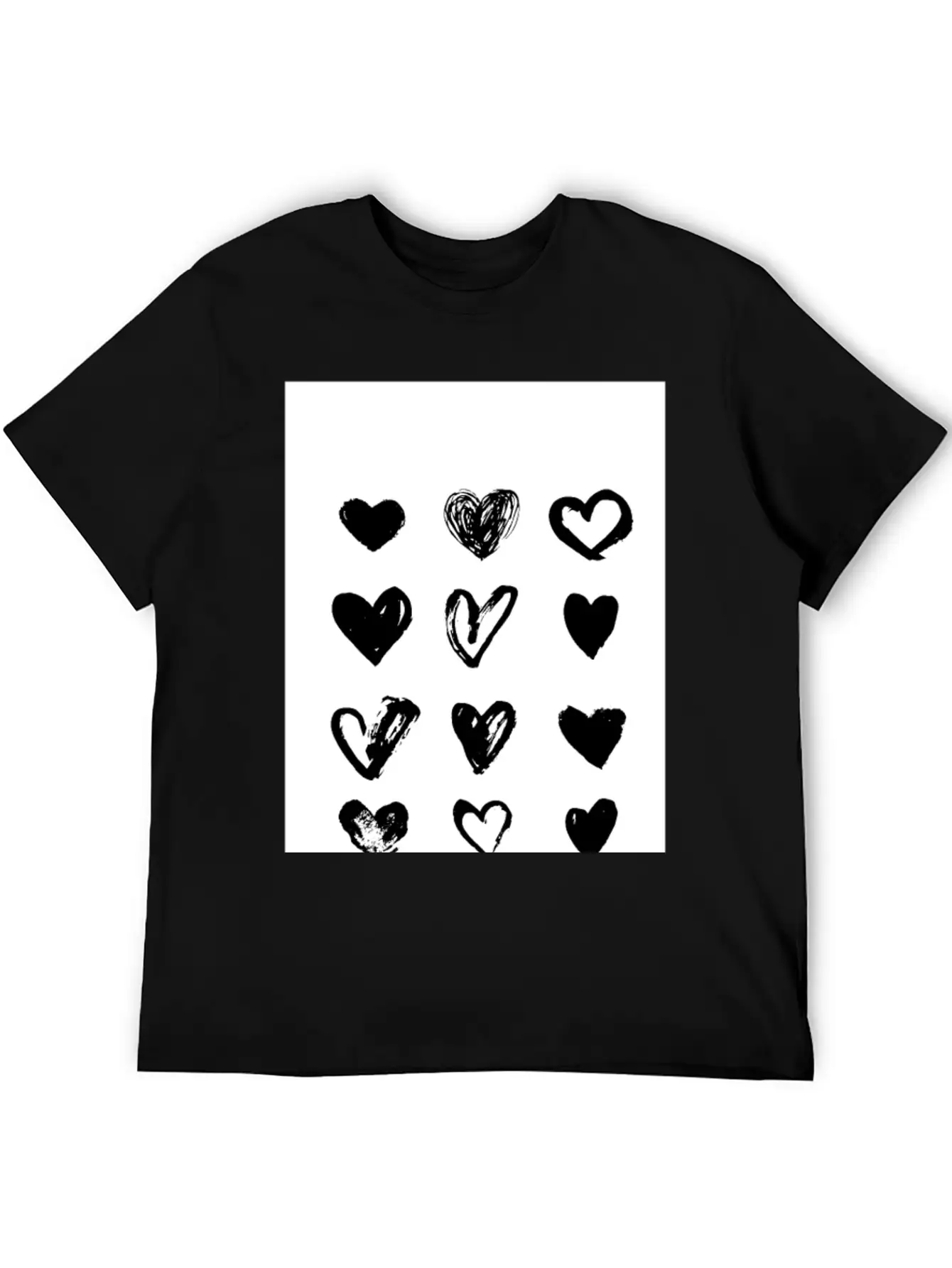 Black Hearts - Paint Breathable Soft Cotton T-Shirt – Timeless Casual Look