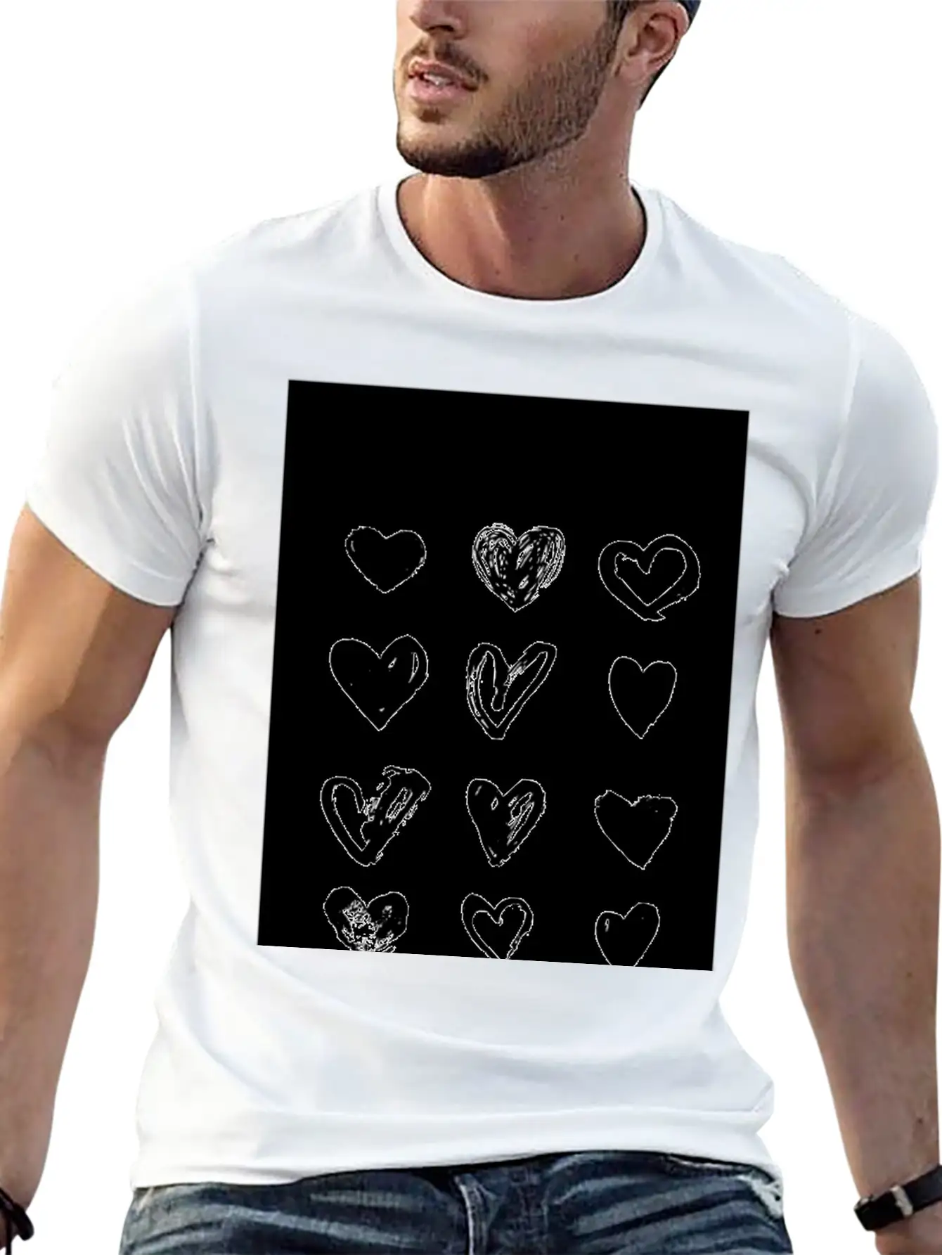 Black Hearts - Paint Breathable Soft Cotton T-Shirt – Timeless Casual Look