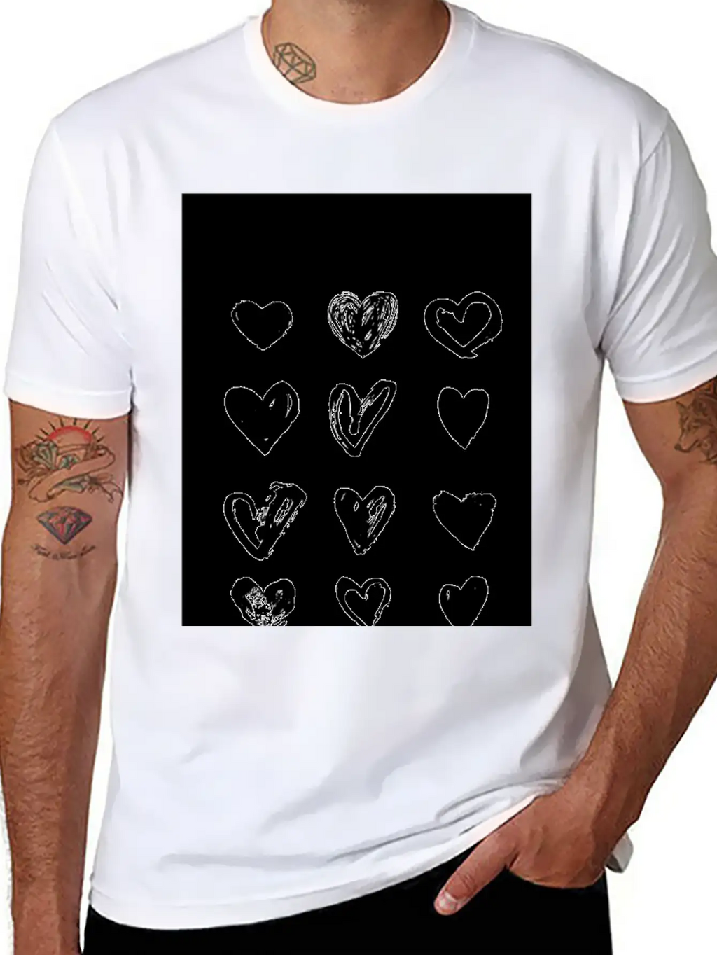 Black Hearts - Paint Breathable Soft Cotton T-Shirt – Timeless Casual Look
