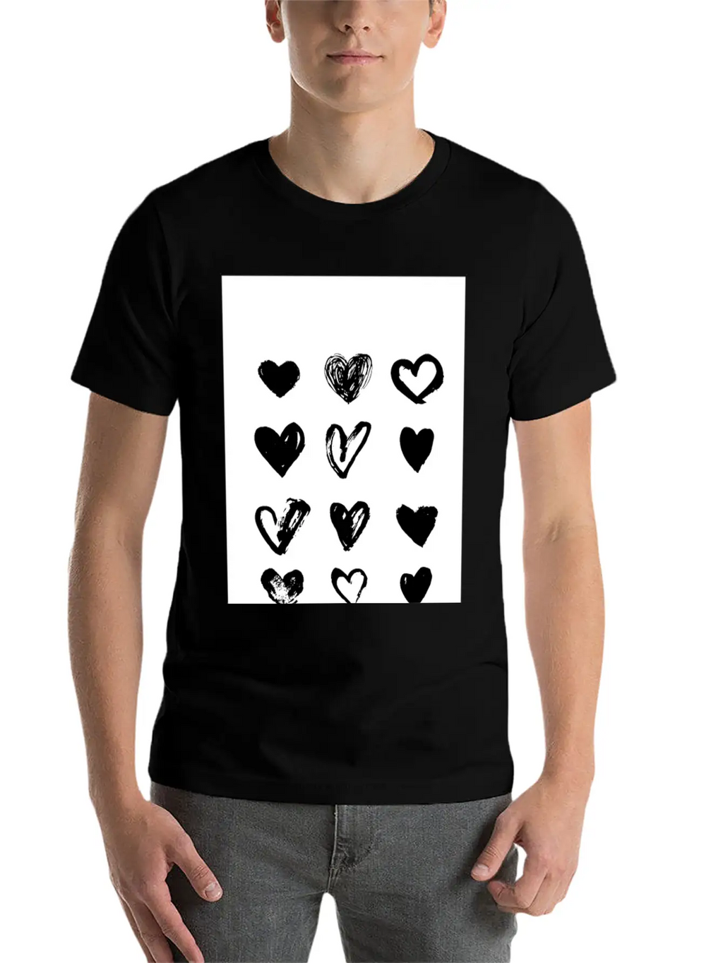 Black Hearts - Paint Breathable Soft Cotton T-Shirt – Timeless Casual Look